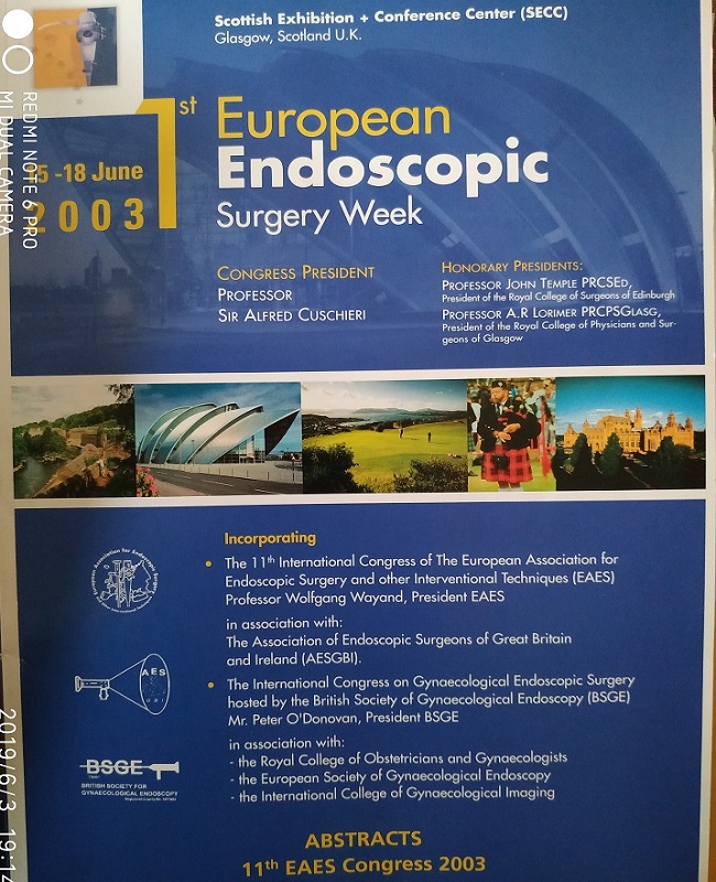 1η Ευρωπαϊκή Εβδομάδα Ενδοσκοπικής Χειρουργικής, Σκωτία - Ιούνιος 2003